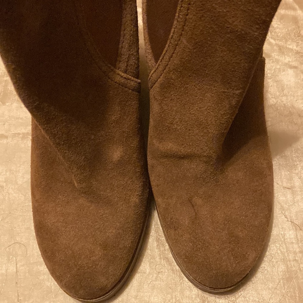Michael Kors Thea Tan Suede Wedge Booties - Picture 2 of 6